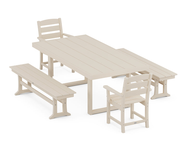 POLYWOOD® Lakeside 5-Piece Dining Set with Benches