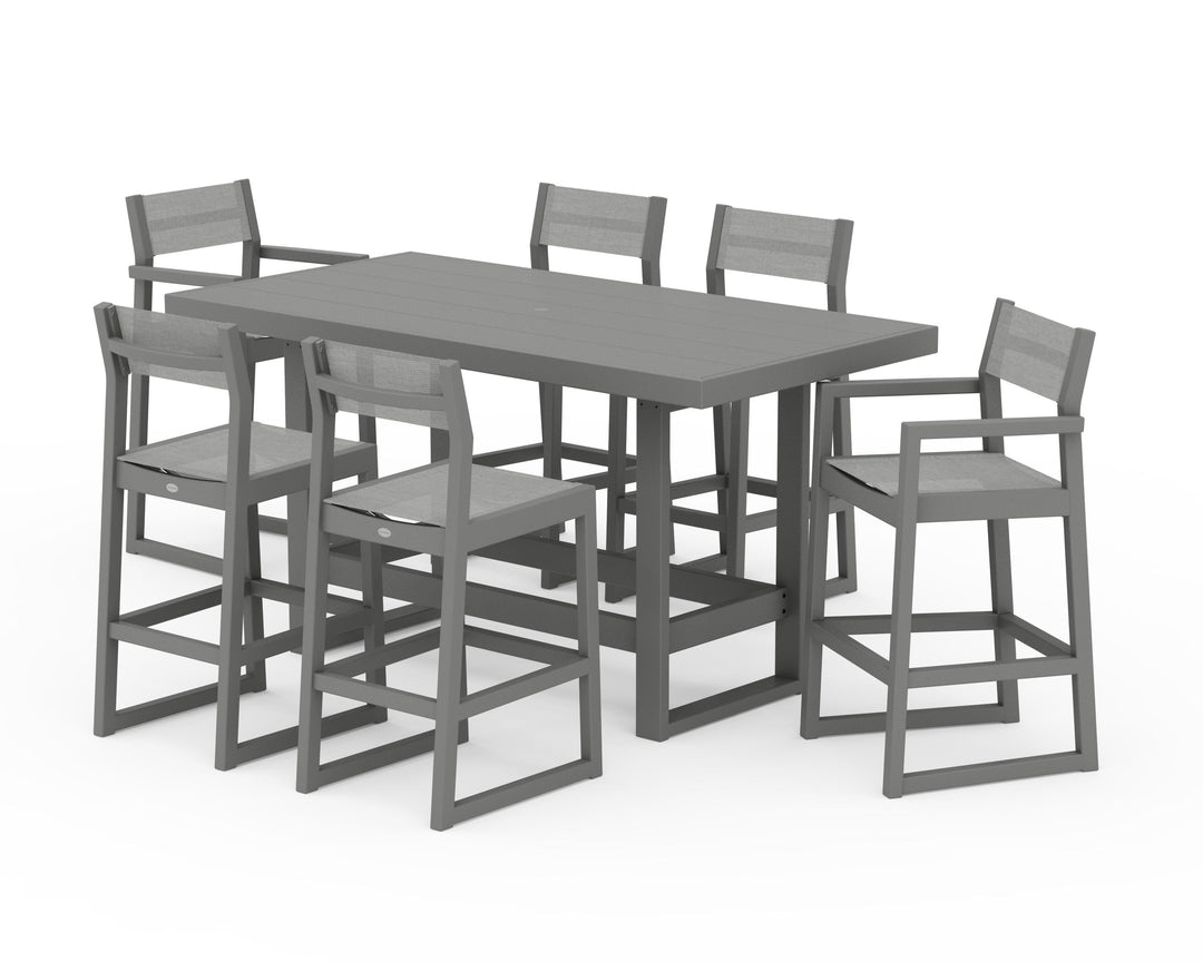 POLYWOOD® EDGE Sling 7-Piece Bar Table Set