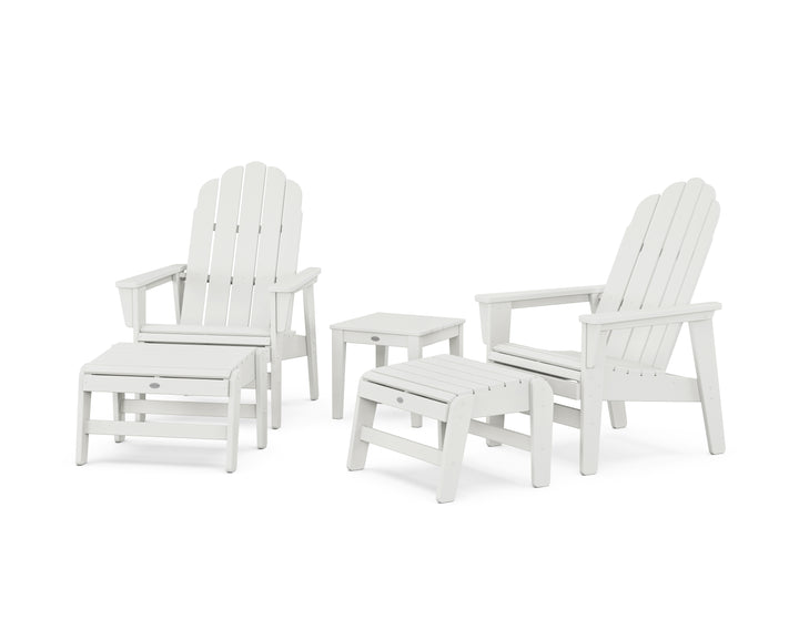 POLYWOOD® 5-Piece Vineyard Grand Upright Adirondack Set with Ottomans and Side Table