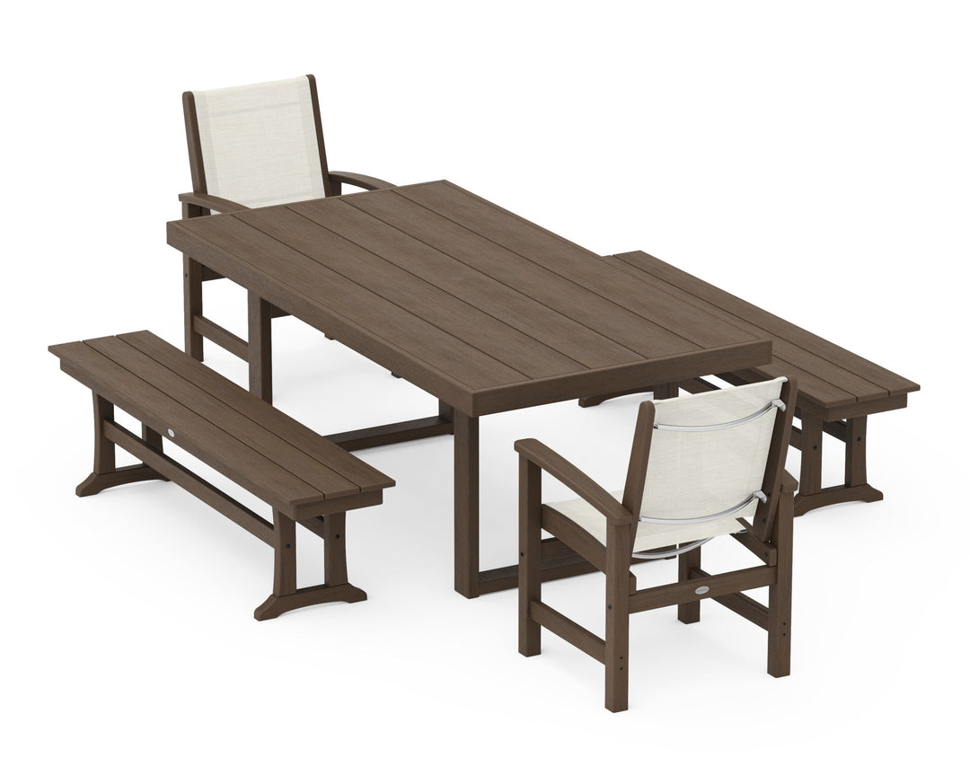 POLYWOOD® Coastal 5-Piece Dining Set with Trestle Legs