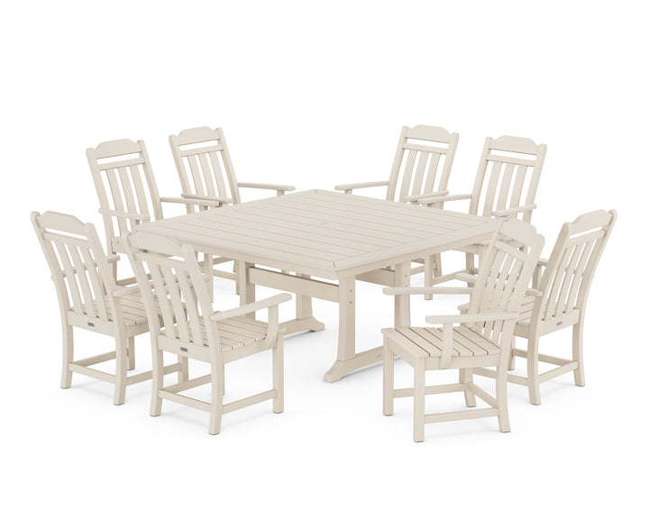 Country Living Cottage 9-Piece Square Dining Set with Trestle Legs