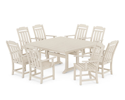 Cottage 9-Piece Square Dining Set with Trestle Legs