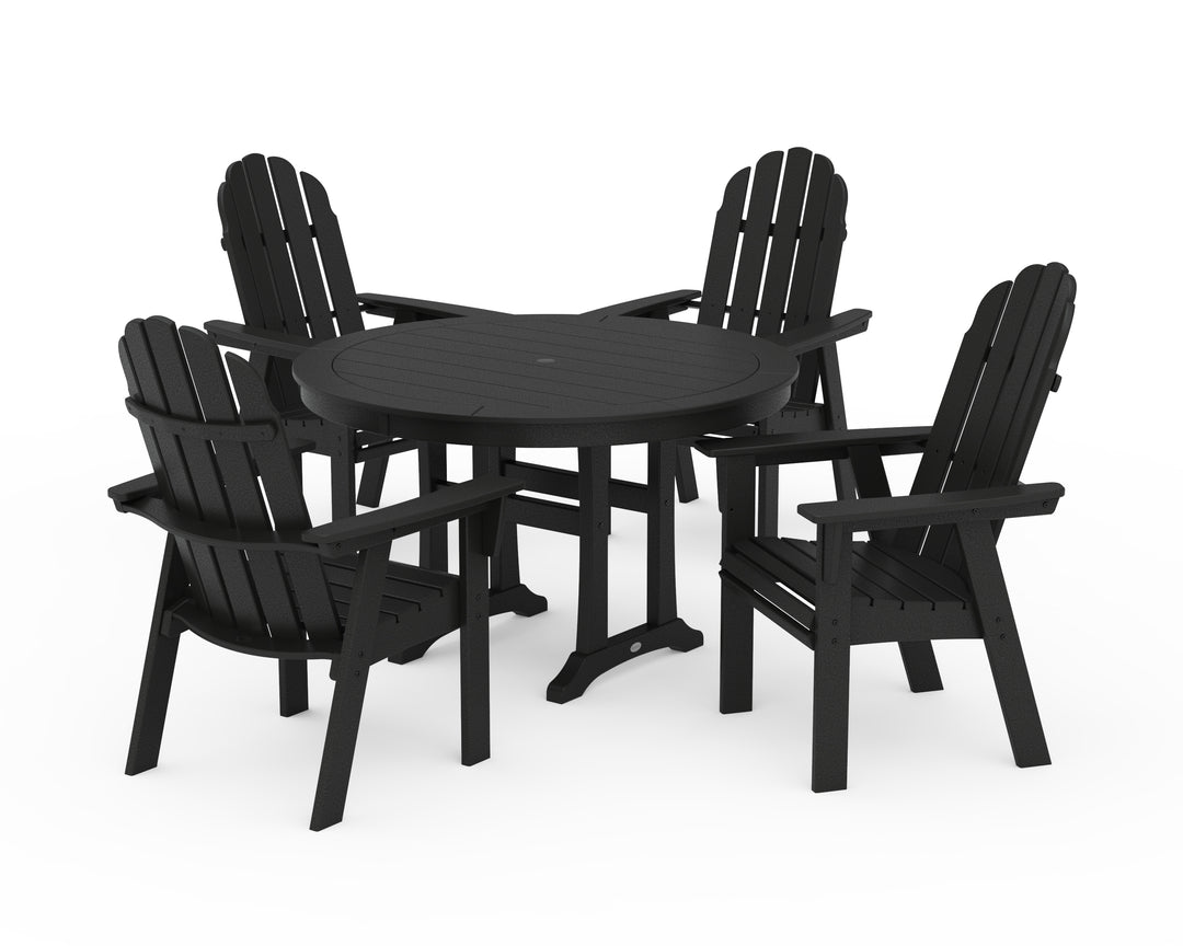 POLYWOOD® Vineyard Curveback Adirondack 5-Piece Nautical Trestle Dining Set
