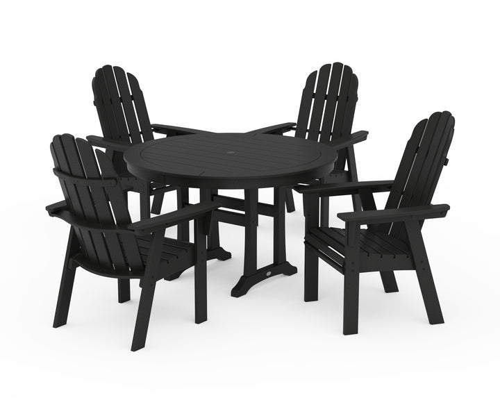 POLYWOOD® Vineyard Curveback Adirondack 5-Piece Nautical Trestle Dining Set