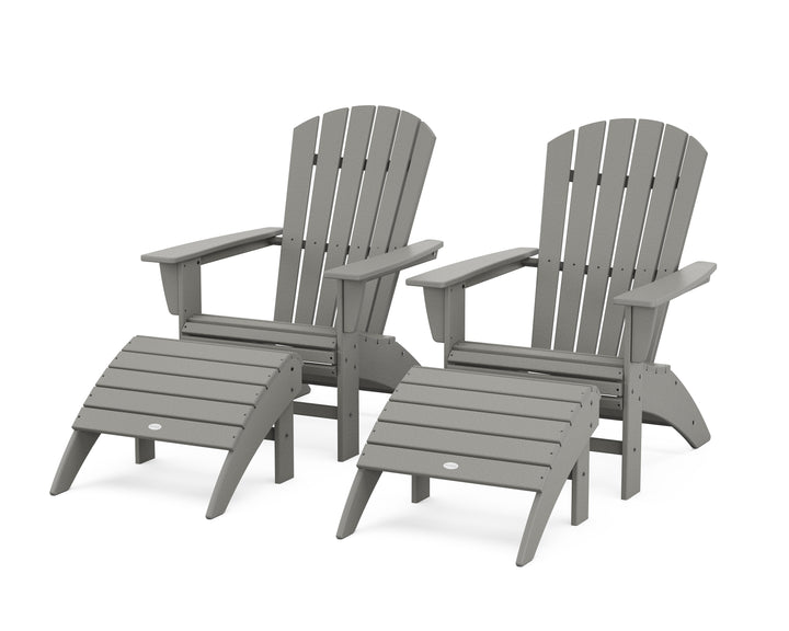 POLYWOOD® Nautical Curveback Adirondack Chair 4-Piece Set with Ottomans