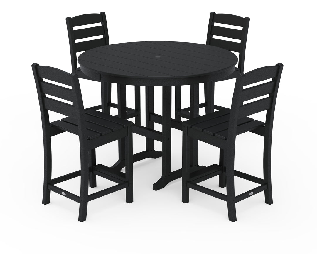 POLYWOOD® Lakeside 5-Piece Farmhouse Round Side Chair Counter  Set
