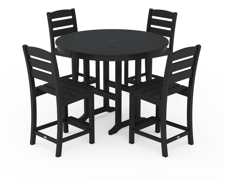 POLYWOOD® Lakeside 5-Piece Farmhouse Round Side Chair Counter  Set
