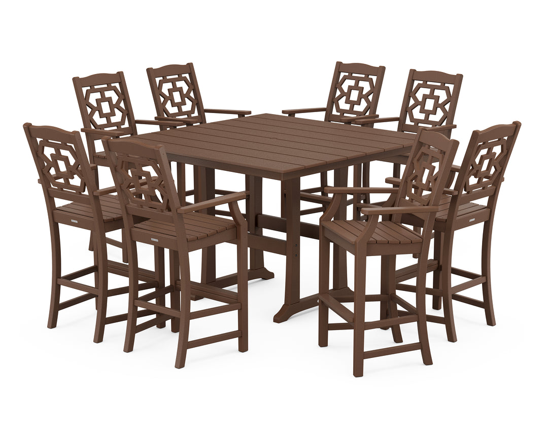 Martha Stewart by POLYWOOD® Chinoiserie 9-Piece Square Farmhouse Bar Set with Trestle Legs