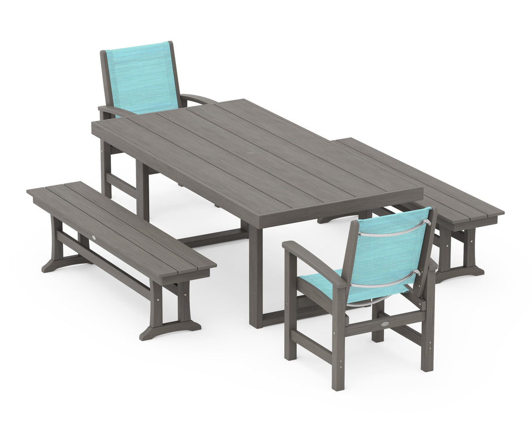 POLYWOOD® Coastal 5-Piece Dining Set with Trestle Legs