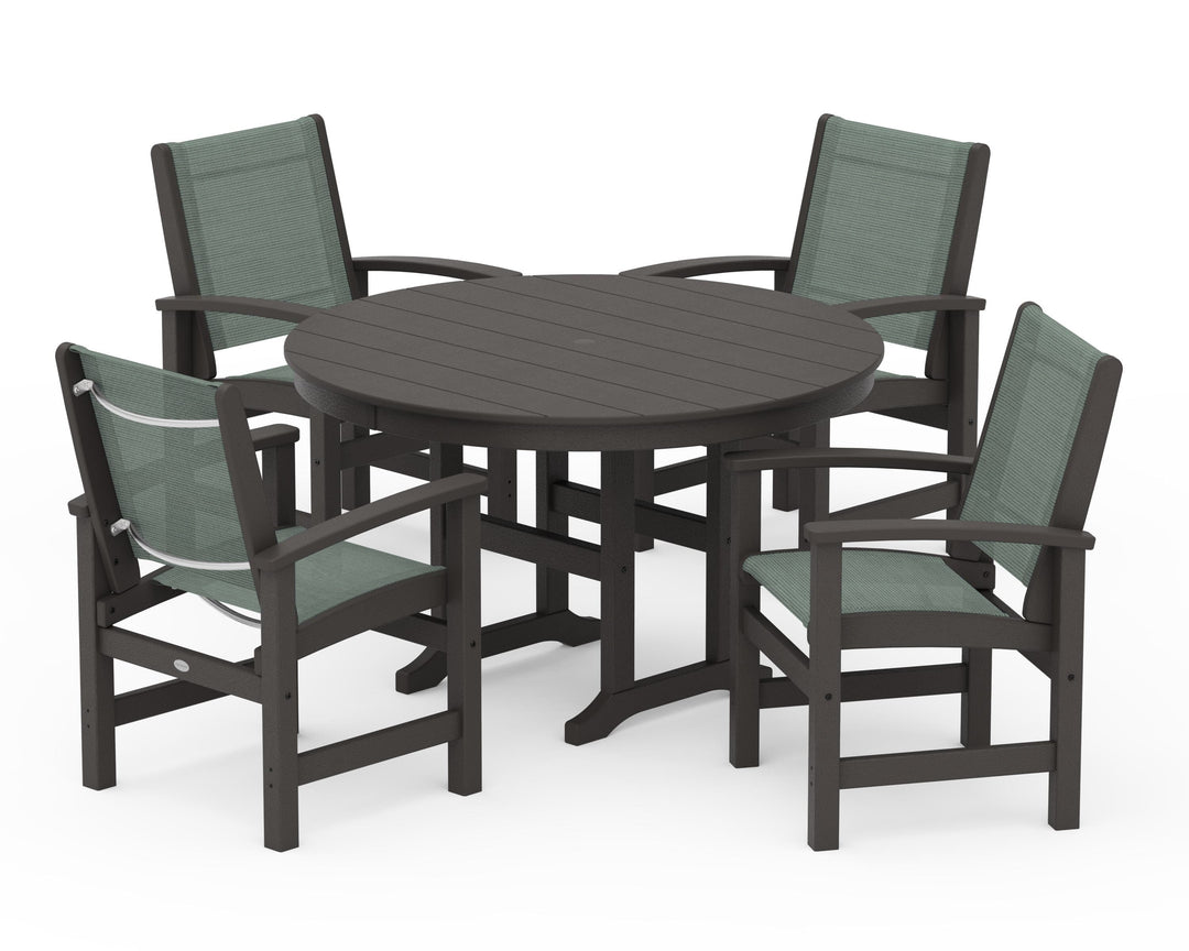 POLYWOOD® Coastal 5-Piece Round Farmhouse Dining Set