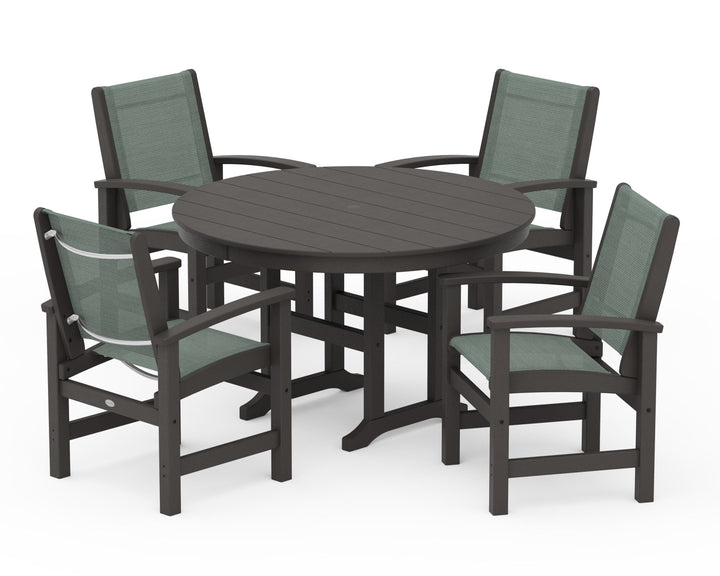 POLYWOOD® Coastal 5-Piece Round Farmhouse Dining Set