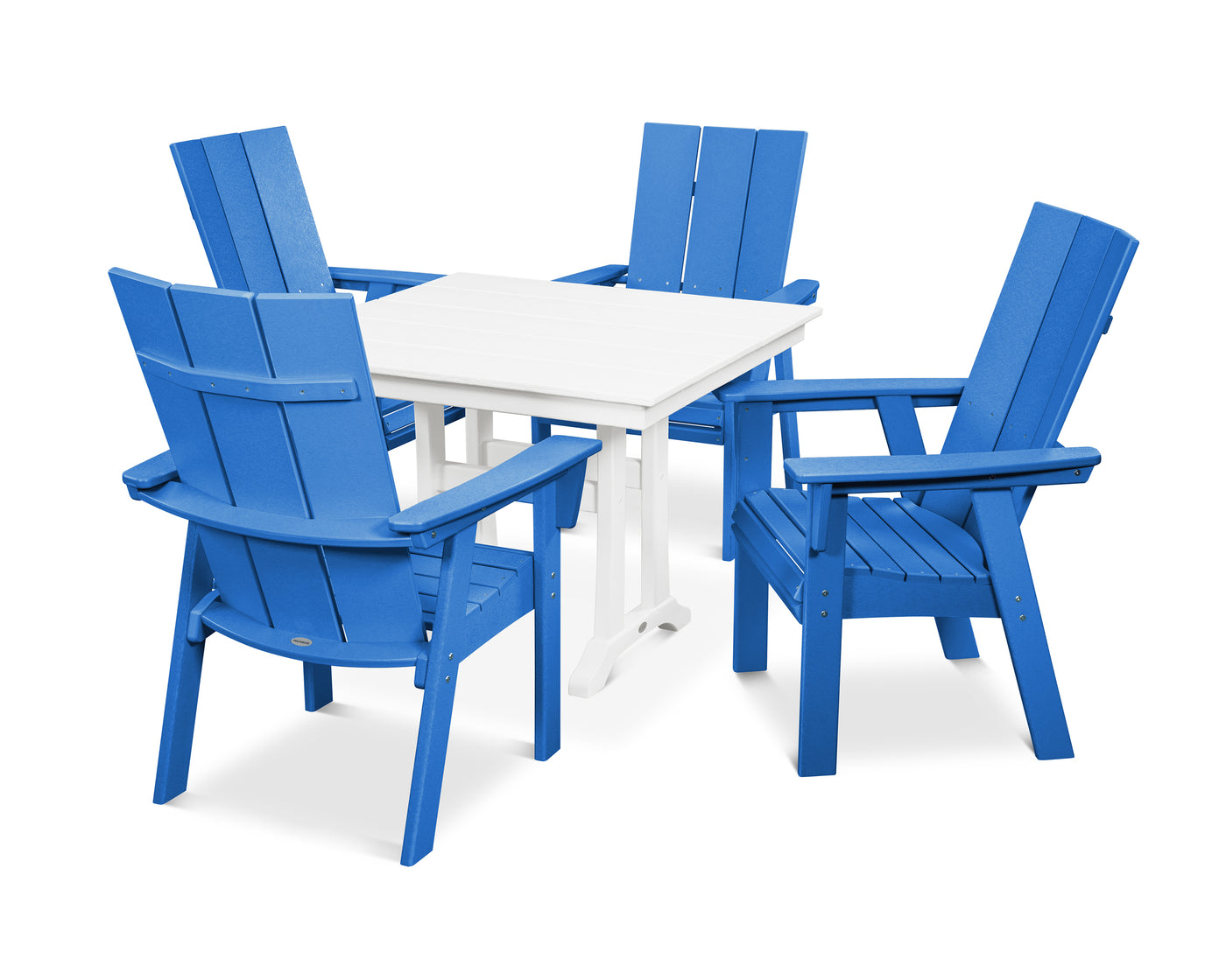 Modern Curveback Adirondack 5-Piece Farmhouse Trestle Dining Set