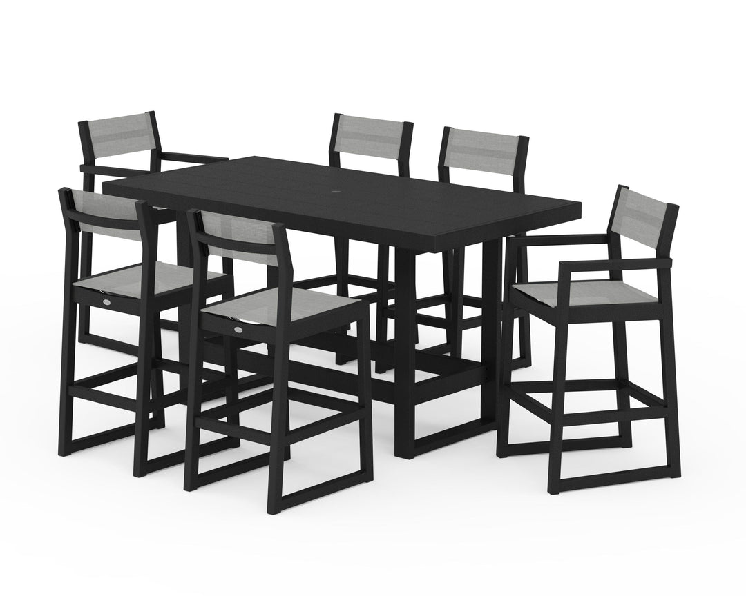 POLYWOOD® EDGE Sling 7-Piece Bar Table Set