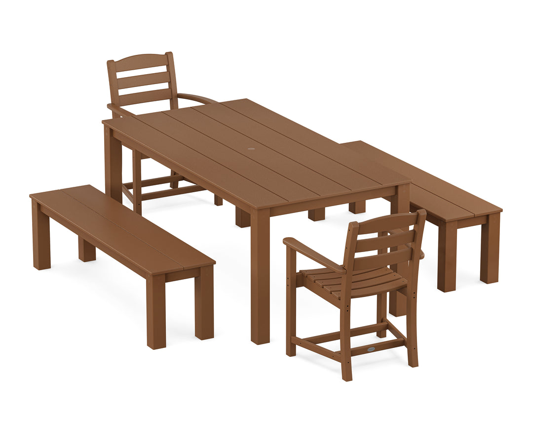 POLYWOOD® La Casa Cafe' 5-Piece Parsons Dining Set with Benches