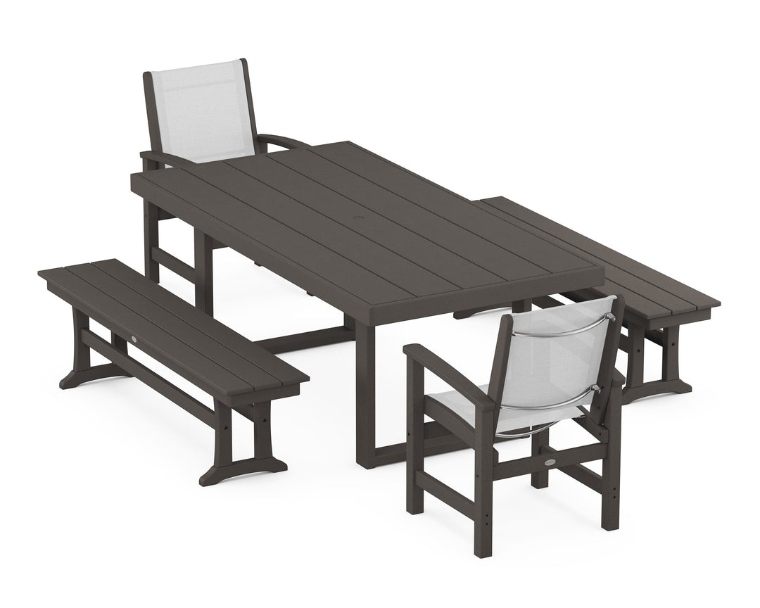 POLYWOOD® Coastal 5-Piece Dining Set with Trestle Legs