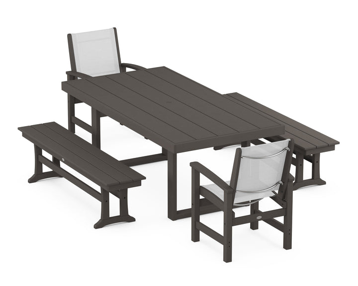 POLYWOOD® Coastal 5-Piece Dining Set with Trestle Legs