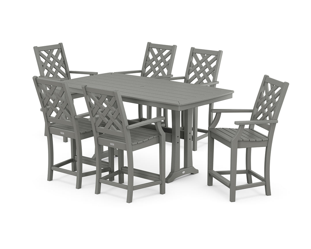 Country Living Wovendale Arm Chair 7-Piece Counter Set with Trestle Legs