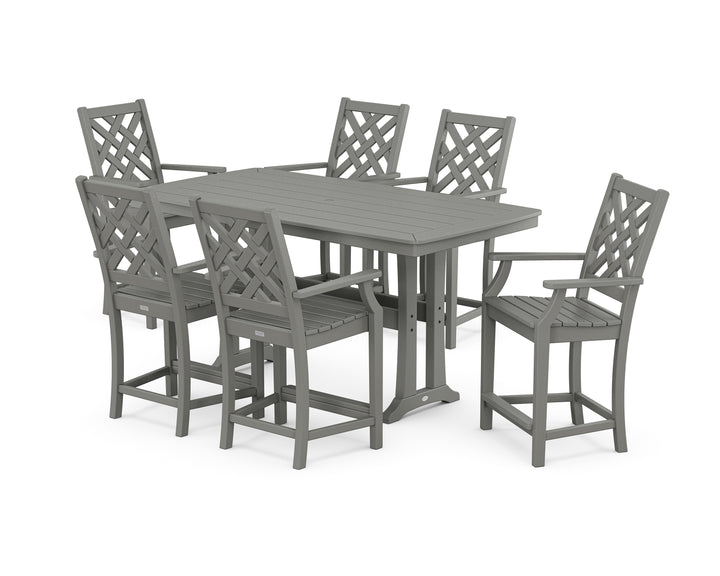 Country Living Wovendale Arm Chair 7-Piece Counter Set with Trestle Legs