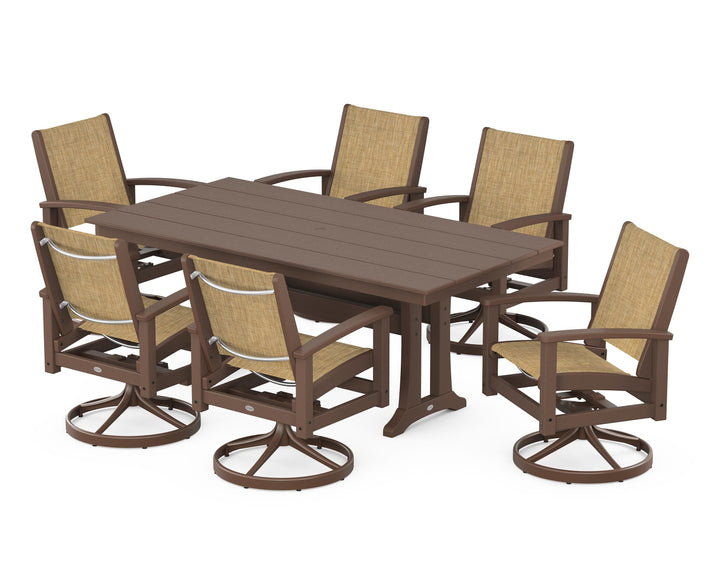 POLYWOOD® 7 Piece Coastal Swivel Rocker Dining Set