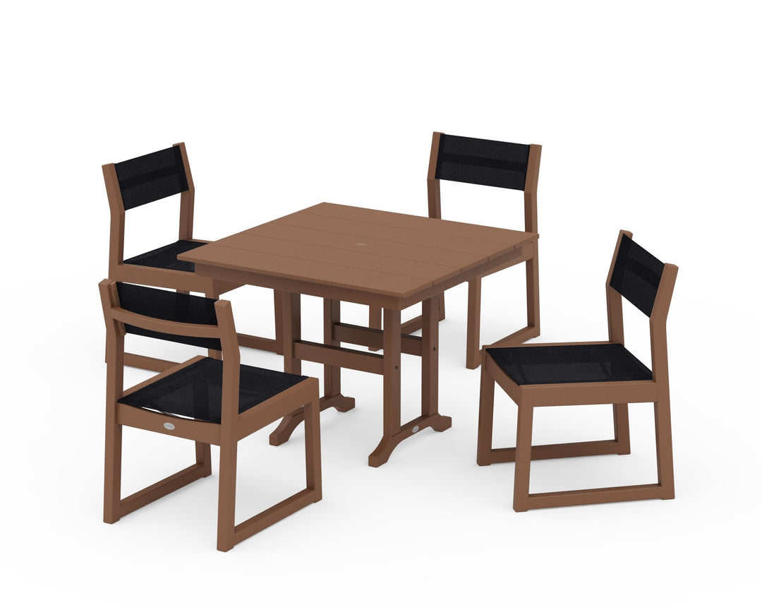 POLYWOOD® EDGE Sling Side Chair 5-Piece Farmhouse Dining Set