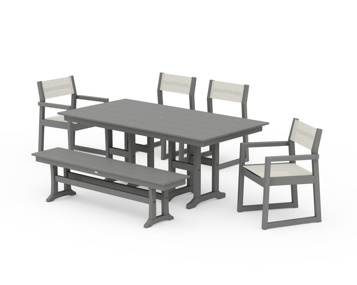 POLYWOOD® EDGE Sling 6-Piece Farmhouse Dining Set
