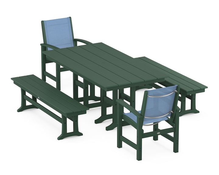 POLYWOOD® Coastal 5-Piece Farmhouse Dining Set