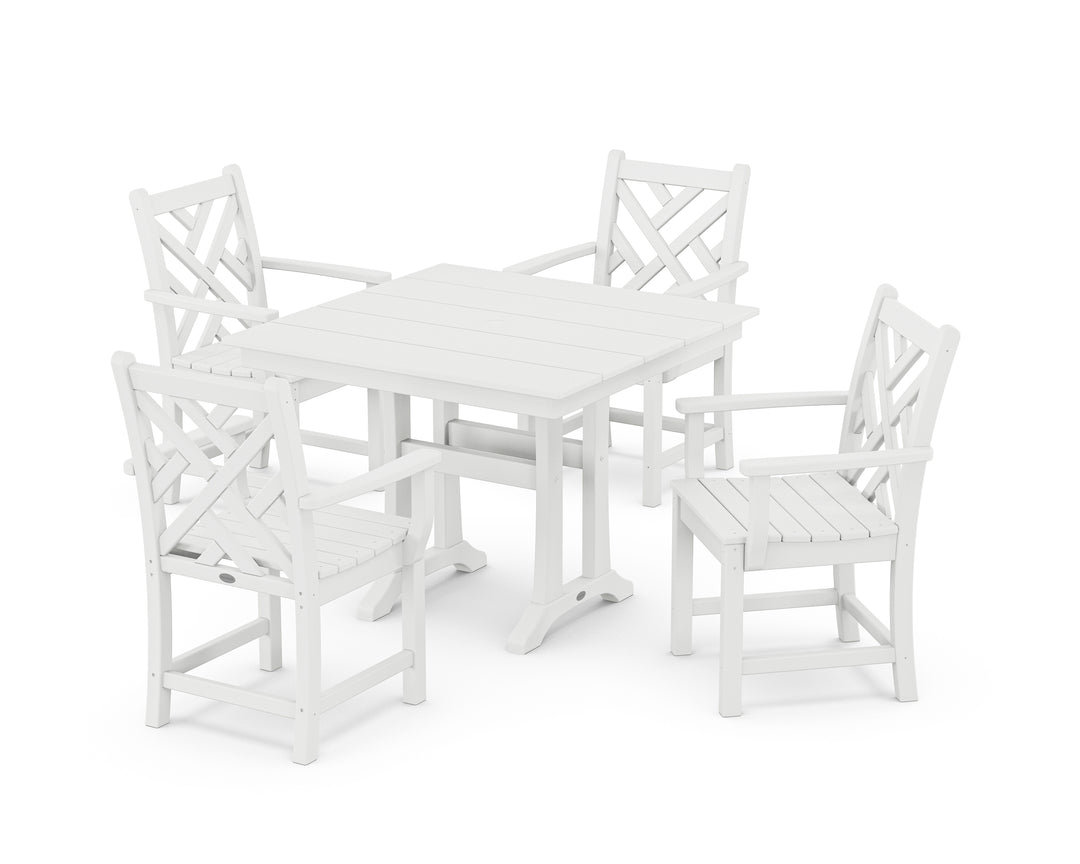 POLYWOOD® Chippendale 5-Piece Farmhouse Trestle Arm Chair Dining Set