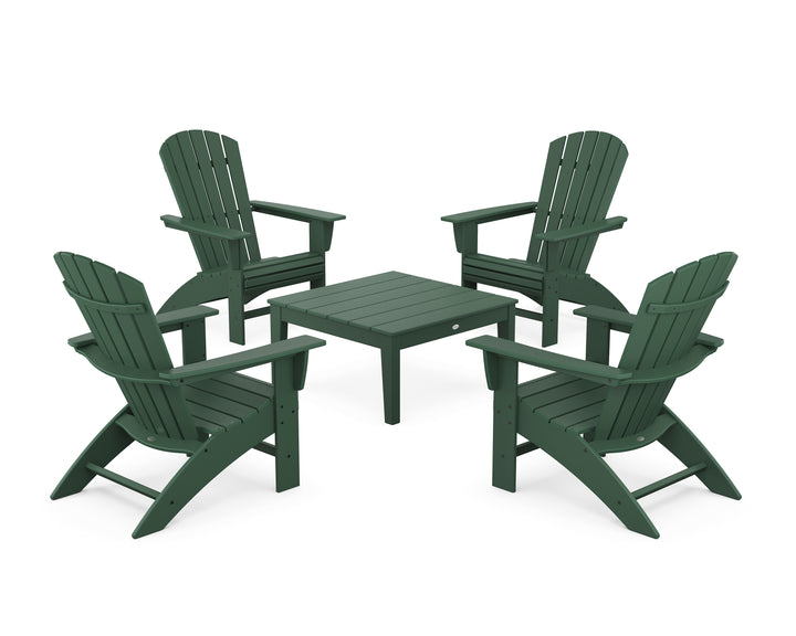 POLYWOOD® 5-Piece Nautical Curveback Adirondack Chair Conversation Set with 36" Conversation Table
