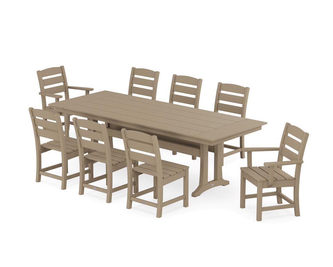 POLYWOOD® Lakeside 9-Piece Farmhouse Dining Set with Trestle Legs