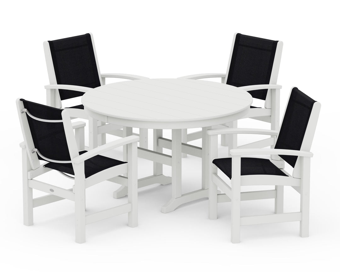 POLYWOOD® Coastal 5-Piece Round Farmhouse Dining Set