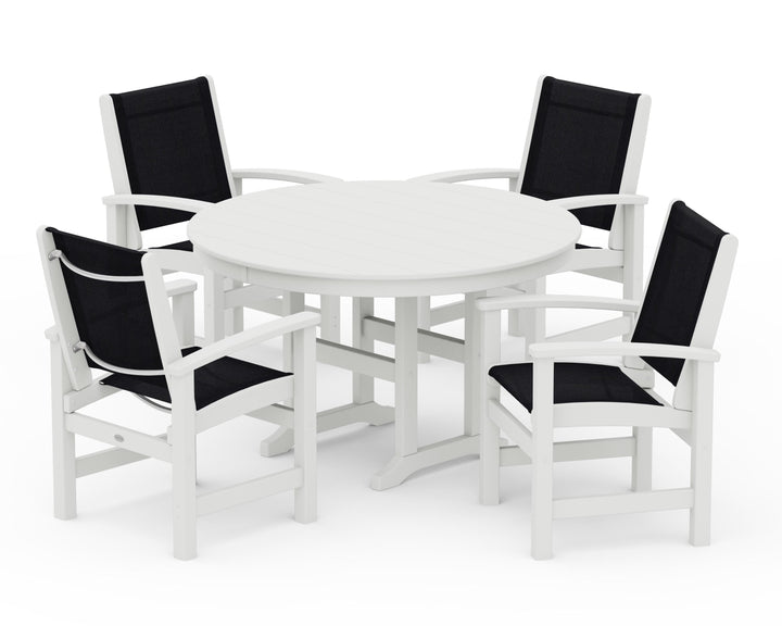 POLYWOOD® Coastal 5-Piece Round Farmhouse Dining Set
