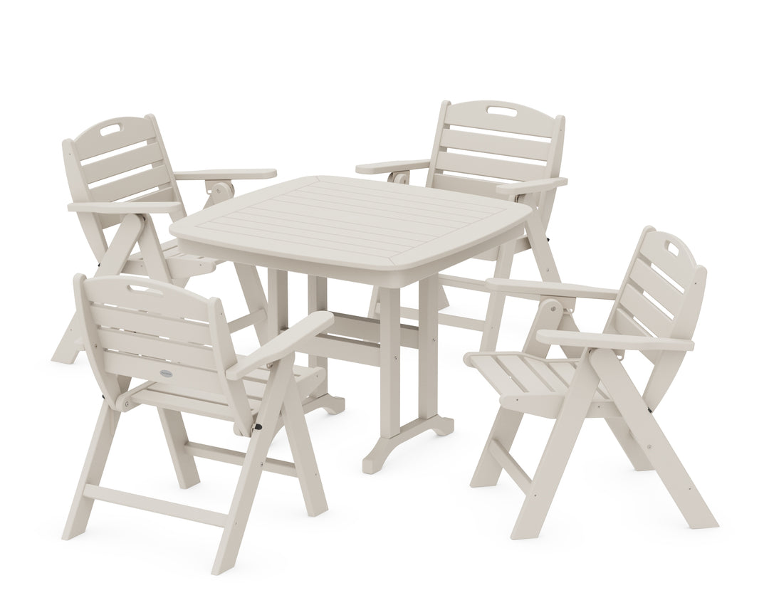 POLYWOOD® Nautical Folding Lowback Chair 5-Piece Dining Set