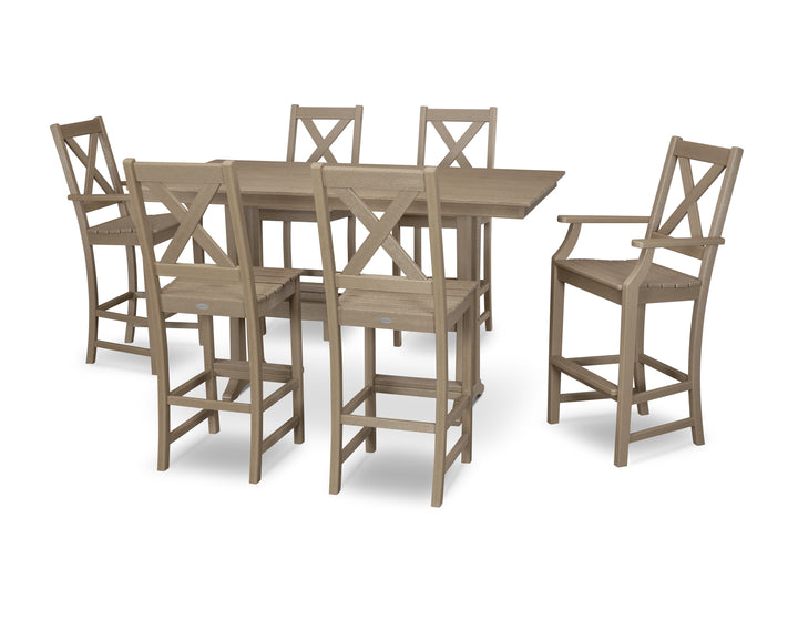 POLYWOOD® Braxton 7-Piece Farmhouse Trestle Bar Set