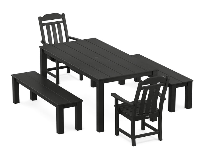 Country Living Cottage 5-Piece Parsons Dining Set with Benches