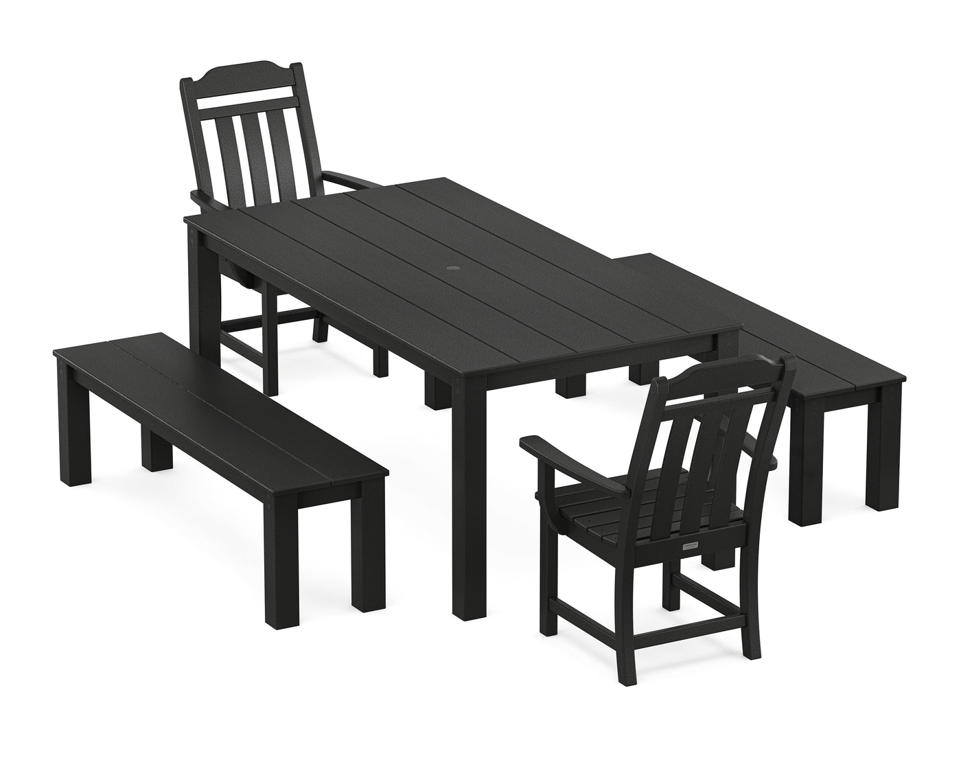 Cottage 5-Piece Parsons Dining Set with Benches