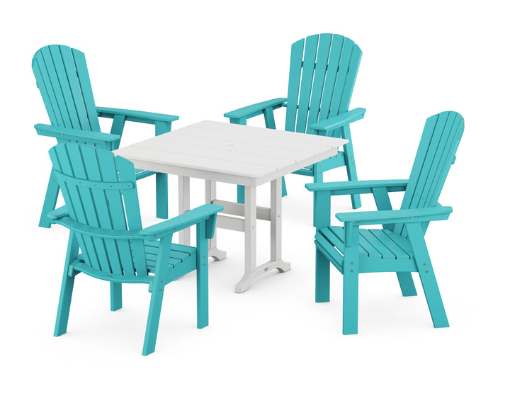POLYWOOD® Nautical Curveback Adirondack 5-Piece Farmhouse Dining Set