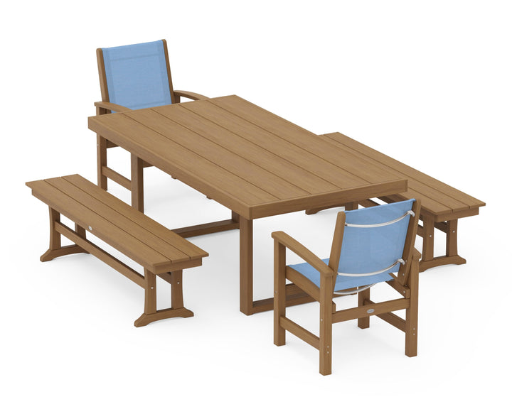 POLYWOOD® Coastal 5-Piece Dining Set with Trestle Legs