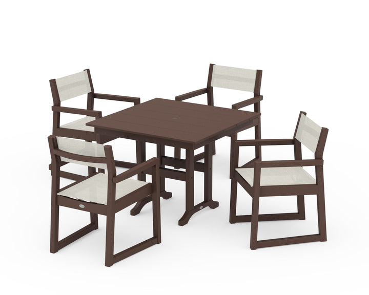 POLYWOOD® EDGE Sling Arm Chair 5-Piece Farmhouse Dining Set