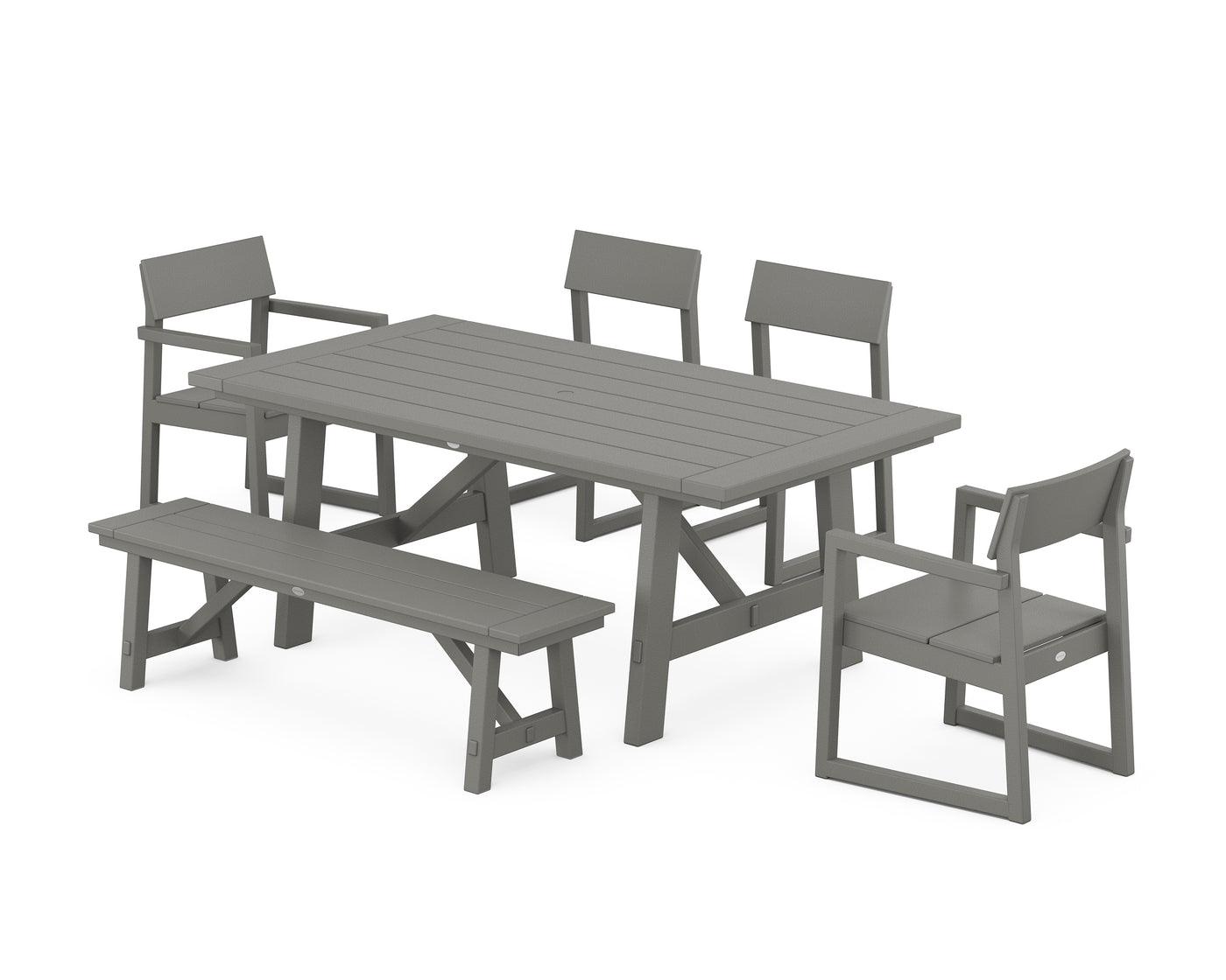 EDGE 6-Piece Rustic Farmhouse Dining Set with Bench