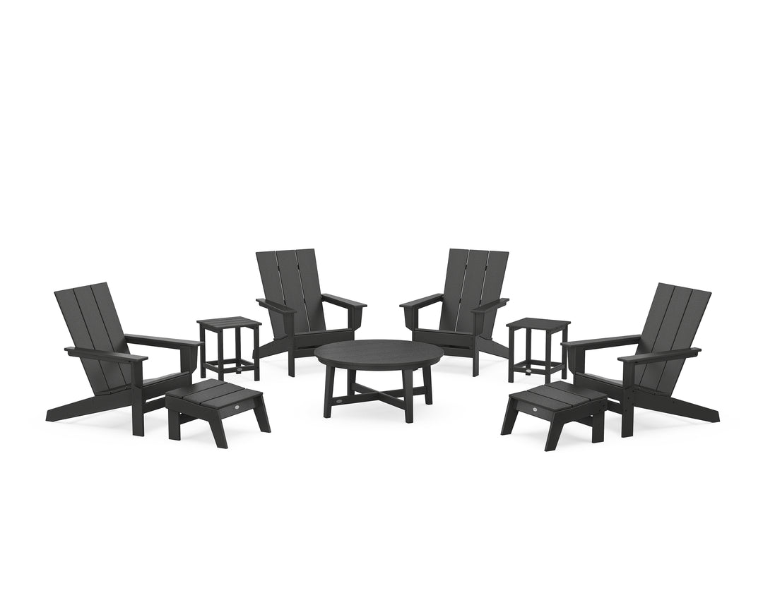 POLYWOOD® Modern Studio Adirondack 9-Piece Conversation Set
