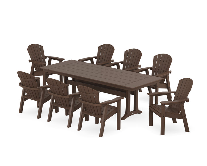 POLYWOOD® Seashell 9-Piece Farmhouse Dining Set with Trestle Legs