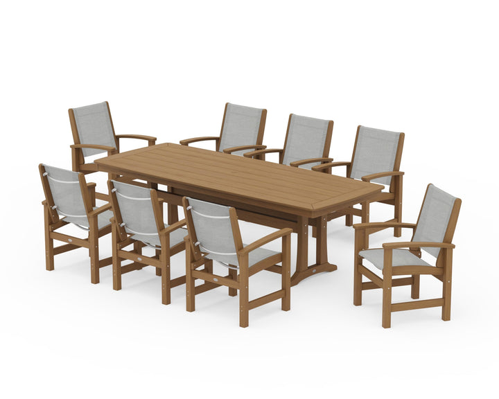 POLYWOOD® Coastal 9-Piece Dining Set with Trestle Legs