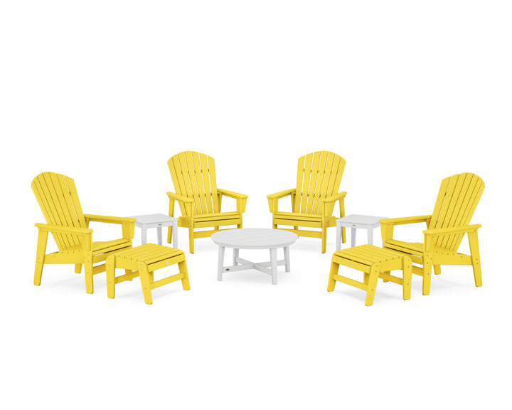 POLYWOOD® Nautical Grand Upright Adirondack 9-Piece Conversation Set