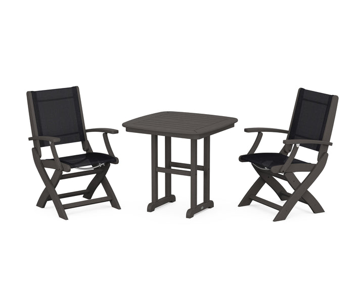 POLYWOOD® Coastal Folding Chair 3-Piece Dining Set