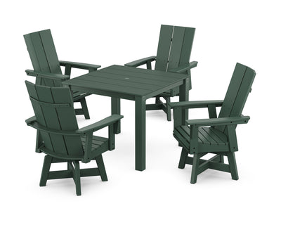 Modern Curveback Adirondack 5-Piece Parsons Swivel Dining Set