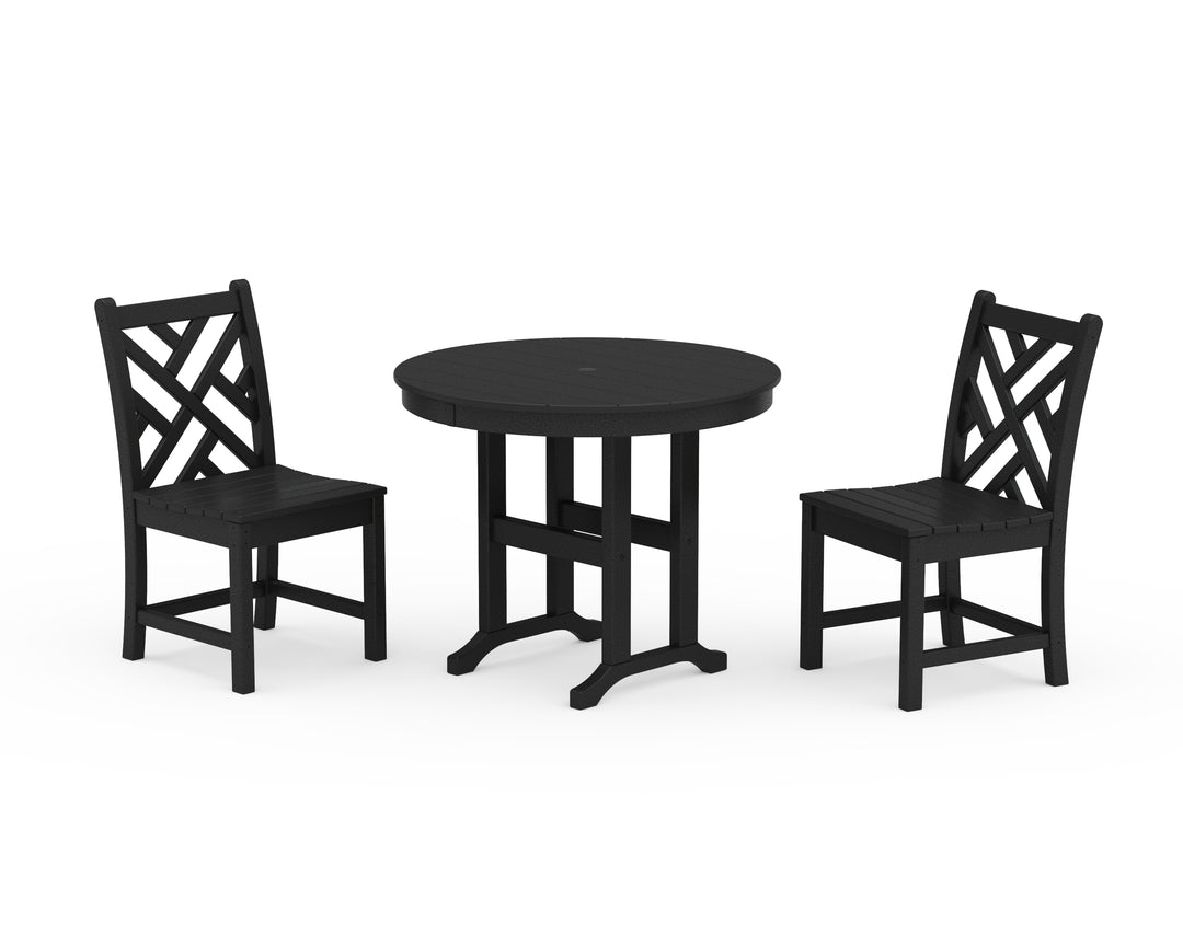 POLYWOOD® Chippendale Side Chair 3-Piece Round Dining Set