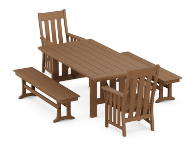 Acadia 5-Piece Dining Set with Benches