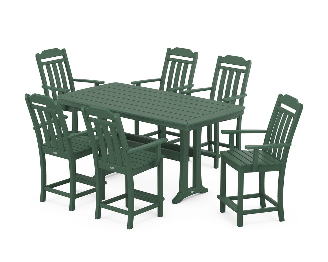 Country Living Cottage Arm Chair 7-Piece Counter Set with Trestle Legs