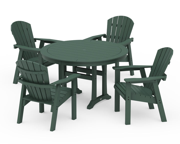 POLYWOOD® Seashell 5-Piece Round Dining Set with Trestle Legs