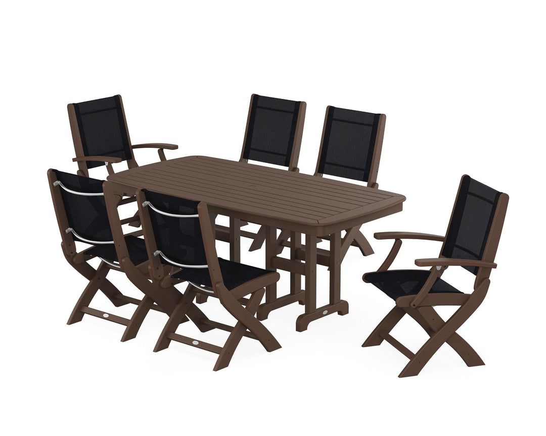 POLYWOOD® Coastal Folding Chair 7-Piece Dining Set